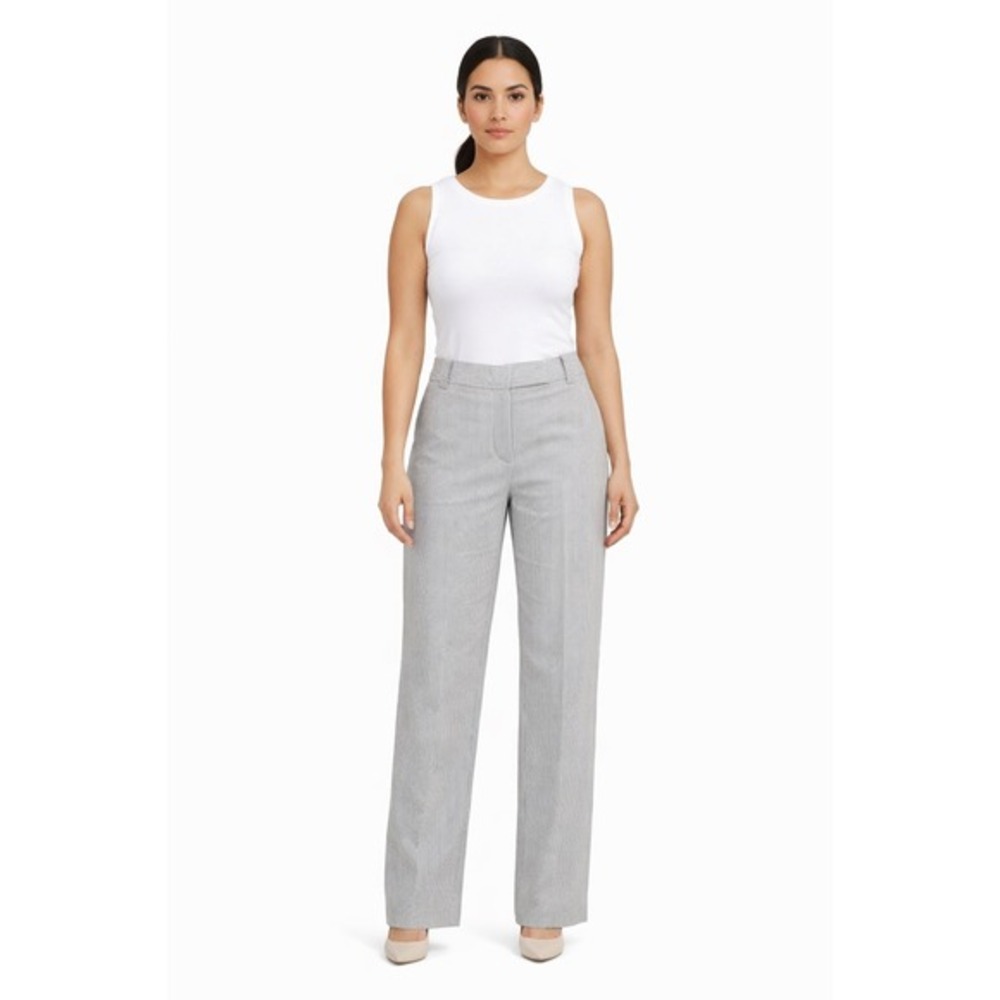 Ann Taylor Loft Seersucker‎ Wide Leg Striped Pants Blue White Cotton 12 86-37